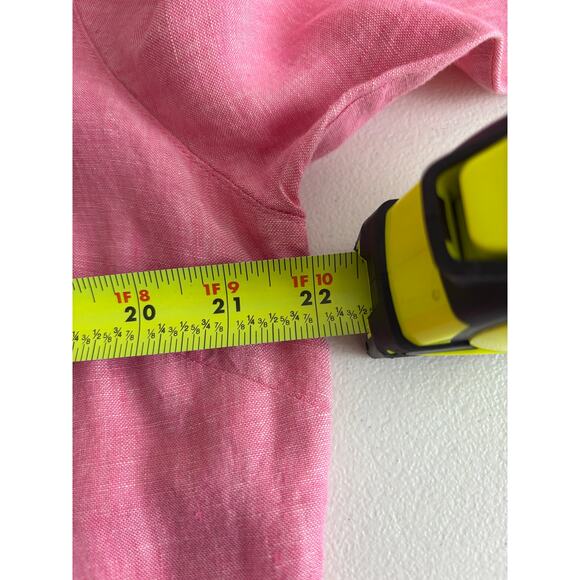 L.L.Bean Pink 3/4 Sleeve Linen Button Down Shirt Size Large - Picture 8 of 8